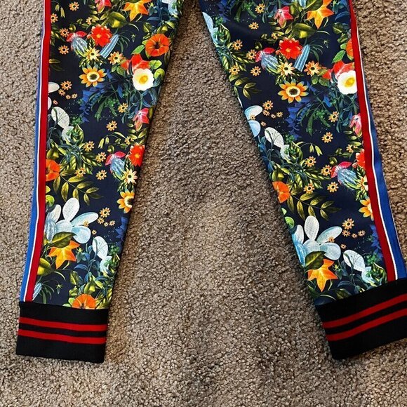 ZARA MAN  Floral Joggers with Blue & Red Racing Stripes GUCCI Style NWOT Men's M - Picture 6 of 11